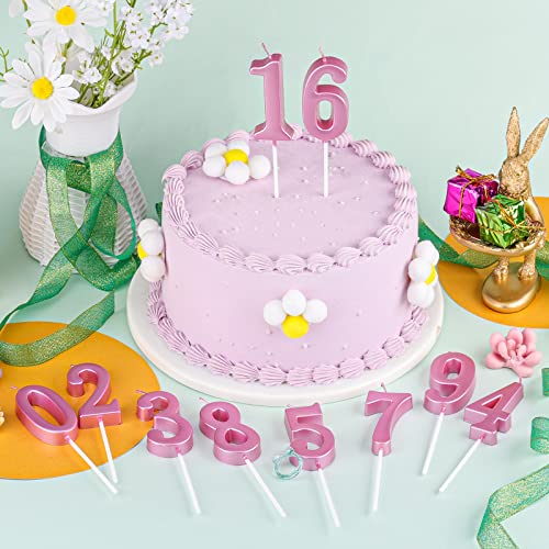 AIEX 2.76 Inch/ 7cm Cake Number Candles, Happy Birthday Number Candles Pink Numeral Cake Toppers for Birthday Wedding Anniversary Party Celebration (Number 1)