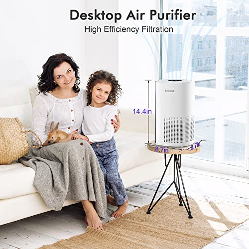 ECOWELL HEPA Air Purifier for Home Bedroom, Remove 99.97% Dust Pollen Odors Pet Dander, Large Room Air Purifiers for Office Desk Kitchen Living Room, EAP250W, White, 8.6 x 8.6 x 14.17 inch