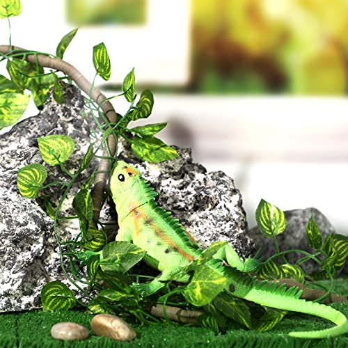 Luinabio 6 Pcs Reptile Plants for Terrarium Decor Reptile Tank Accessories Fake Hanging Plant Vines Artificial Leaves Plants Tank Habitat Decor for Bearded Dragon Lizard Snake Geckos Chameleon