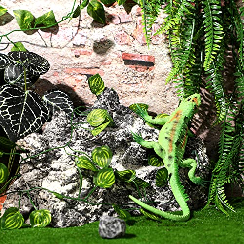 Luinabio 6 Pcs Reptile Plants for Terrarium Decor Reptile Tank Accessories Fake Hanging Plant Vines Artificial Leaves Plants Tank Habitat Decor for Bearded Dragon Lizard Snake Geckos Chameleon