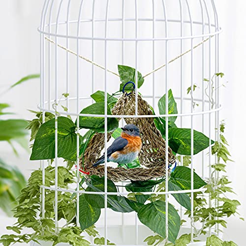 Bird Seagrass Mat Parrot Natural Seagrass Woven Net Parakeet Climbing Rope Chew Toys Hideout Shed Sheltering for Lovebird Cockatiel Conure Budgie