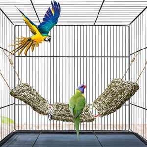 Bird Seagrass Mat Parrot Natural Seagrass Woven Net Parakeet Climbing Rope Chew Toys Hideout Shed Sheltering for Lovebird Cockatiel Conure Budgie