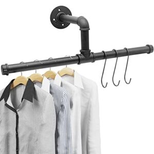 rebala industrial pipe clothing rack 19.7 inch,wall mounted clothes rack max load 110lb,heavy duty iron garment bar space-saving,clothes hanging rod bar , 1 base,multi-purpose hanging