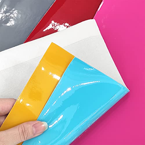 5 Pcs Glossy Faux Leather Sheets-8x12 Inch Coloful PU Synthetic Leather Fabric Perfect for Earrings Hair Bows Making Handbags Wallets DIY Sewing Crafts