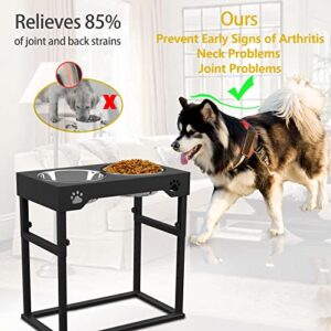 FORDOG Elevated Dog Bowls, Stainless Steel Raised Dog Bowls Adjustable to 8 Heights, 2.75", 7.5", 10.5'', 14''-20'', for Medium & Large Sized Dogs, with 2 Stainless Steel Dog Bowls for Food & Water