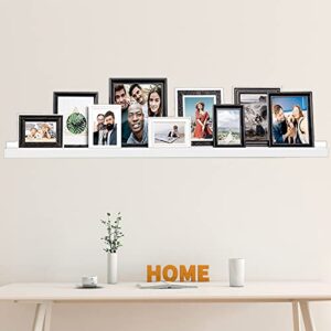 ochoice floating picture ledge shelf - 72 inch white photo shelves with lip, long wood bookshelf for living room, bedroom, nursery, wall decor
