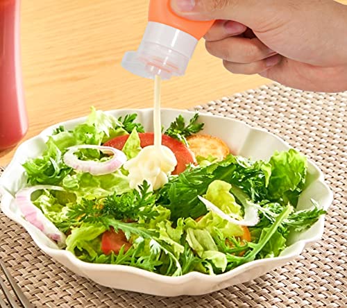 Webake 2oz Salad Dressing Container to Go, 5 Pack Condiment Squeeze Bottles Silicone Sauce Bottles with 2pcs Cleaning Brush, Leak Proof Mini Travel Containers