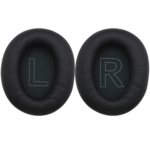 Micro Traders 1 Pair Earpads Ear Cushions Protein Leather Replacement Repair Parts Compatible with Anker Soundcore Life Q20 Q20BT Wireless Headphones Black