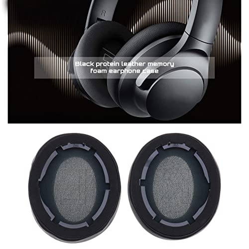 Micro Traders 1 Pair Earpads Ear Cushions Protein Leather Replacement Repair Parts Compatible with Anker Soundcore Life Q20 Q20BT Wireless Headphones Black