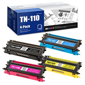 compatible 4 pack tn110 tn110bk tn110c tn110m tn110y toner cartridge replacement for tn110-kcmy hl-4070cdw 4040cdw mfc-9440cn 9840cdw dcp-9040cn printers ,sold by oxyzou(1bk+1c+1m+1y).