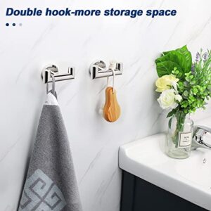 NearMoon Bathroom Double Towel Hook- SUS304 Stainless Steel Robe Towel Holder, Heavy Duty Double Coat Hook for Bathroom Livingroom Kitchen Wall Mounted, 2 Pack (Chrome Finish)