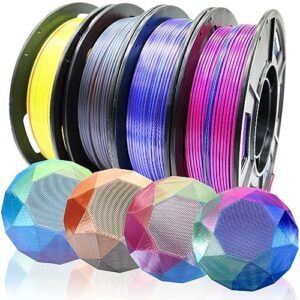reprapper 4x 250g color pack, triple color filament coextrusion pla filament 1.75mm for 3d printer & 3d pen, 4 spools silk rose/blue/green, red/blue/gold, green/blue/yellow, gold/copper/black