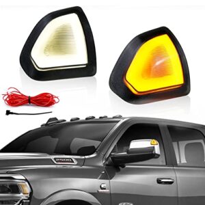 switchback white/amber led side mirror turn signal light smoke cover lens lamps for dodge ram 1500 2500 3500 4500 5500 2010-2018 68302828aa 68302829aa