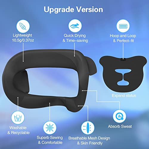 COSOOS VR Mask, Absorbent Face Cover Compatible with Meta Oculus Quest 2 Workout Supernatual, Absorb Sweat & Defog (3pcs)