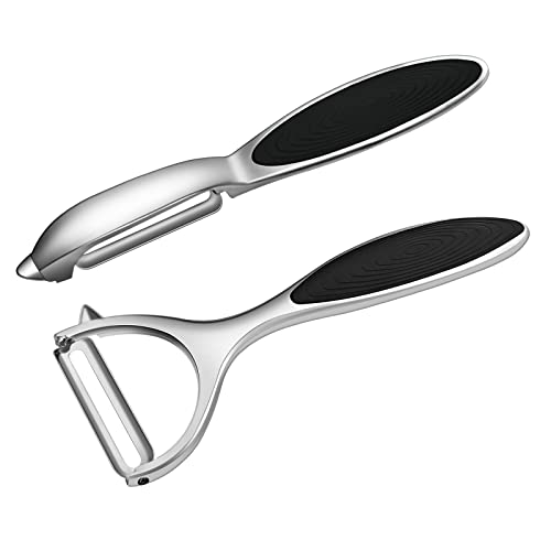 Elyum Vegetable Peeler Y and I-Shaped Peeler Set Potato Peelers Stainless Steel Fruit Peelers for Kitchen with Sharp Blade and Ergonomic Non-Slip Grip Peeler for Apple, Carrot, Veggie (2 PCS)