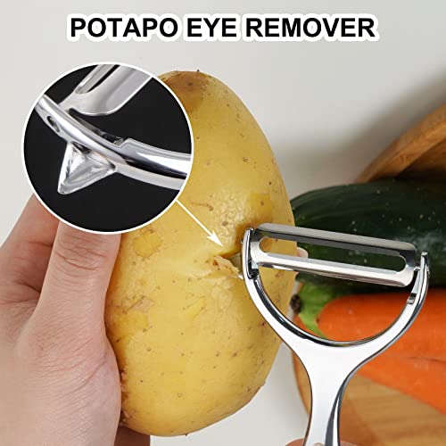 Elyum Vegetable Peeler Y and I-Shaped Peeler Set Potato Peelers Stainless Steel Fruit Peelers for Kitchen with Sharp Blade and Ergonomic Non-Slip Grip Peeler for Apple, Carrot, Veggie (2 PCS)