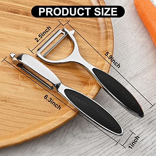 Elyum Vegetable Peeler Y and I-Shaped Peeler Set Potato Peelers Stainless Steel Fruit Peelers for Kitchen with Sharp Blade and Ergonomic Non-Slip Grip Peeler for Apple, Carrot, Veggie (2 PCS)