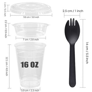 Zezzxu 50Pack 16 oz Clear Plastic Parfait Cups with Insert and Flat Lids (No Hole) Disposable Dessert Cups On the Go Parfait Conatiners for Yogurt Fruit Cereal Oatmeal Dips and Veggies