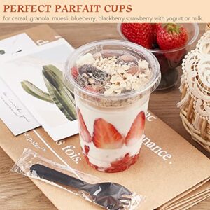 Zezzxu 50Pack 16 oz Clear Plastic Parfait Cups with Insert and Flat Lids (No Hole) Disposable Dessert Cups On the Go Parfait Conatiners for Yogurt Fruit Cereal Oatmeal Dips and Veggies