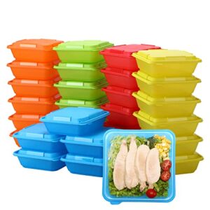yuesing [30 pack bento box plastic reusable food storage containers with lids lunch meal prep container for food and salad (26oz square freezer container for food) bpa free fridge dishwasher safe