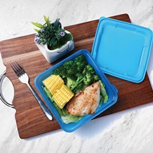 YUESING [30 Pack Bento Box Plastic Reusable Food Storage Containers with Lids Lunch Meal Prep Container for Food and Salad (26oz Square Freezer Container for Food) BPA Free Fridge Dishwasher Safe