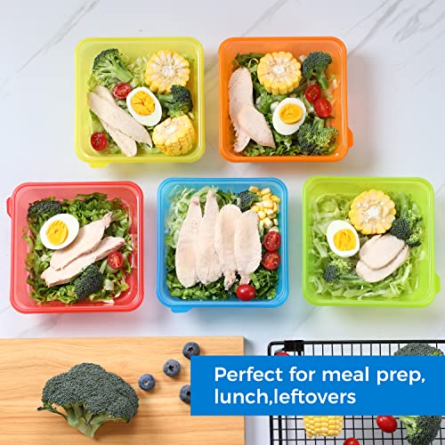 YUESING [30 Pack Bento Box Plastic Reusable Food Storage Containers with Lids Lunch Meal Prep Container for Food and Salad (26oz Square Freezer Container for Food) BPA Free Fridge Dishwasher Safe