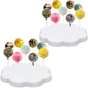 2 Pack Cake Pop Stand Lollipop Holder 9 Hole Thicken Wood Display Cake Pop Holder White Candy Lollipop Stand for Wedding Baby Shower Birthday Party