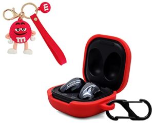 cute silicone case for samsung galaxy buds live/buds pro/buds2 case wireless bluetooth earphone case protective case box bag with matching pendant gifts for boys and girls (red)