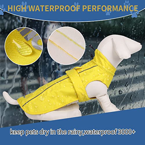 Waterproof Dog Raincoat with Reflective Strip, Adjustable Breathable Rain Coat Jacket with Leash Hole for Pets (Medium, Blue)