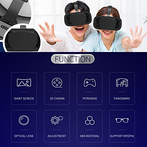 VR Headset 3D VR Glasses Universal Virtual Reality Goggles Support 360°Panorama Large Screen An-ti Bluelight Adjustable Pupil Distance Eye Protection VR Goggles for Movies Games Gift for Kids Adults