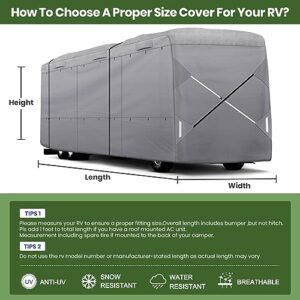 XGear Outdoors Class A RV Cover Windproof Upgraded fits 30' - 33' RV Motorhome, Extra-Thick 5 Layers Anti-UV Top Panel, Rip-Stop with 2PCS Extra Straps (Fits 30' - 33'/ W Tire Covers)