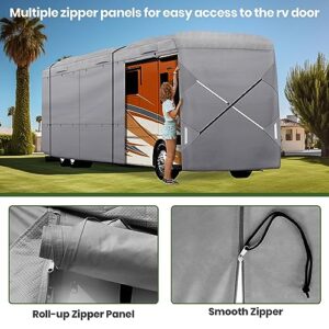 XGear Outdoors Class A RV Cover Windproof Upgraded fits 30' - 33' RV Motorhome, Extra-Thick 5 Layers Anti-UV Top Panel, Rip-Stop with 2PCS Extra Straps (Fits 30' - 33'/ W Tire Covers)