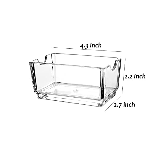 Sizikato 2pcs Clear Acrylic Sugar Packet Holder Square Tea Bag Bowl, 4.3 Inches