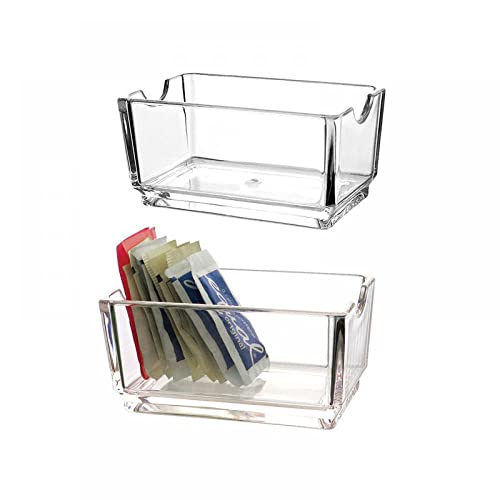 Sizikato 2pcs Clear Acrylic Sugar Packet Holder Square Tea Bag Bowl, 4.3 Inches