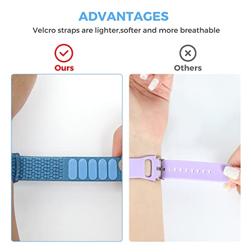 Air tag Wristband Kids(2 Pack), Nylon Air tag Bracelet for Kids Compatible with Apple Air tag, Airtags Holder with Lightweight Elastic Strap Watch Band, Item Finder Holder for Kids(Red & Blue)