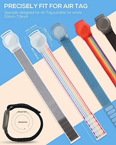 Air tag Wristband Kids(2 Pack), Nylon Air tag Bracelet for Kids Compatible with Apple Air tag, Airtags Holder with Lightweight Elastic Strap Watch Band, Item Finder Holder for Kids(Red & Blue)