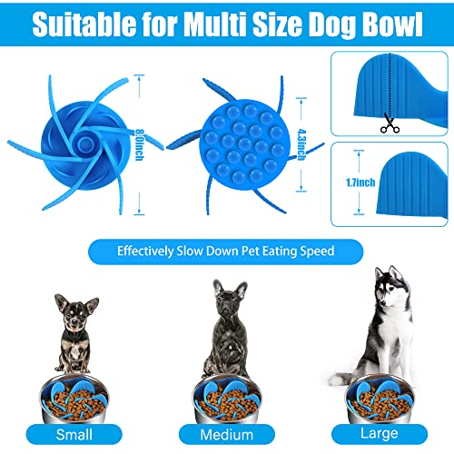 Slow Feeder Dog Bowls Insert, Dog Slow Feeder Bowl with Strong Suction Cups for Medium Small Size Dog, Compatible with Regular Bowls to Slow Down Eating