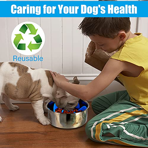 Slow Feeder Dog Bowls Insert, Dog Slow Feeder Bowl with Strong Suction Cups for Medium Small Size Dog, Compatible with Regular Bowls to Slow Down Eating