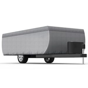 xgear outdoors 6 layers pop up folding camper cover rv covers, fits 12' - 14' trailer camper, grey