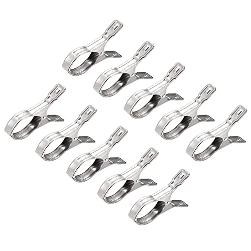 uxcell Tablecloth Clips - 145mm Stainless Steel Clamps for Fixing Table Cloth Hanging Clothes, 10 Pcs