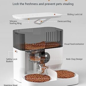 Espelho Elevated Automatic Cat Feeders for 2 Cats, 5L Timed Cat Food Dispenser with 2-Way Splitter & 2 Stainless Steel Bowls Programmable Pet Feeder for Cats & Dogs 10S Voice Recorder