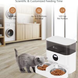 Espelho Elevated Automatic Cat Feeders for 2 Cats, 5L Timed Cat Food Dispenser with 2-Way Splitter & 2 Stainless Steel Bowls Programmable Pet Feeder for Cats & Dogs 10S Voice Recorder