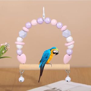 Wooden Bird Swings for Parakeets, Small Birds Hanging Cage Toys Supplies with Bell for Conures Budgies Lovebirds Cockatiel 2Pcs