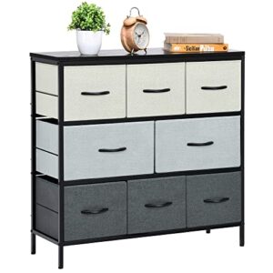 yitahome 8 drawer dresser for bedroom storease series, fabric dresser chest of drawers storage drawer unit for bedroom/living room/hallway/entryway/closet, multi-grey