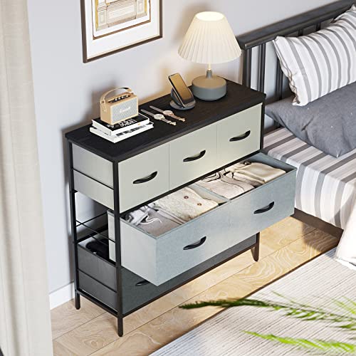 YITAHOME 8 Drawer Dresser for Bedroom Storease Series, Fabric Dresser Chest of Drawers Storage Drawer Unit for Bedroom/Living Room/Hallway/Entryway/Closet, Multi-Grey