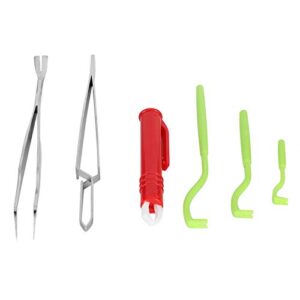 premium tick remover kit, 6 pcs stainless steel remover kit including tick tweezers for dogs cats men including tick tweezers ticks remover(green)
