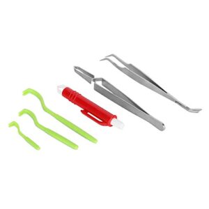 Premium Tick Remover Kit, 6 Pcs Stainless Steel Remover Kit Including Tick Tweezers for Dogs Cats Men Including Tick Tweezers Ticks Remover(Green)