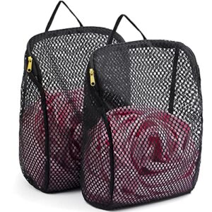 comlife set of 2 delicates honeycomb mesh laundry bag，use ykk zipper，with handle, extra large opening, baby products, face cleansing pads,socks, fine knitwear mesh wash bags（black）