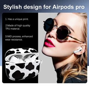 Lopnord for AirPods Pro Case Cute, Cover for AirPods Pro Case Cover Cute with Keychain for Women Girls, Hard Protective Skin with Keychain Pom pom Ball for Airpod Pro Charging Case Accessories(Cow)