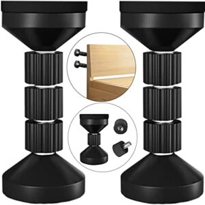 Adjustable Threaded Bed Frame Anti-Shake Tool, Headboard Stoppers for wall, Bed Stoppers for Headboard, Bedside Headboards Prevent Loosening Fixer Stabilizer, Easy to Install (2pcs Black, 1.65”~ 4.5”)